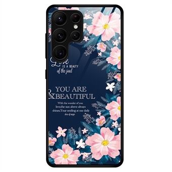 Samsung Galaxy S23 Ultra TPU+PC+karkaistu lasi puhelimen pudotuksenkestävä kotelo Tyylikäs kuviotulostus Scratch takakansi