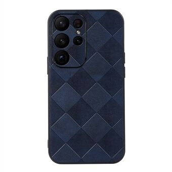 Samsung Galaxy S23 Ultra Grid Texture PU-nahkapäällysteinen pehmeä TPU + kova PC-hybridipuhelinkotelo iskunkestävä kansi