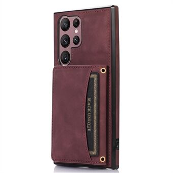 Samsung Galaxy S23 Ultra Tri-fold Wallet PU-nahkapäällysteinen TPU-puhelimen kotelo Kickstand-pudotussuoja