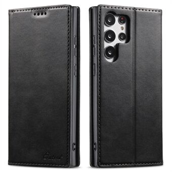 SUTENI Samsung Galaxy S23 Ultra Wallet Design Hyvin suojattu automaattisesti sulkeutuva läppä PU-nahka+TPU-suojakotelo Stand