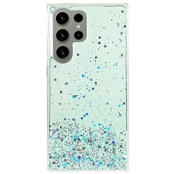 Samsung Galaxy S23 Ultra putoamisenkestävälle takakuorelle, Starry Sky Sparkle Epoksipuhelinkotelolle, pehmeä TPU-suojakuori