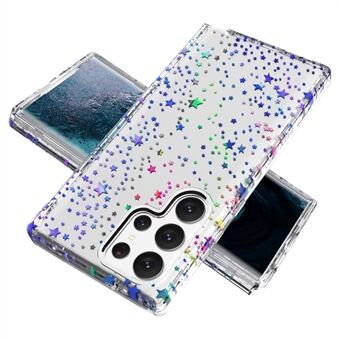 Samsung Galaxy S23 Ultra GW18 Clear Laser Pattern Bling -puhelinkotelolle, paksunnettu PC + TPU iskunkestävä kansi