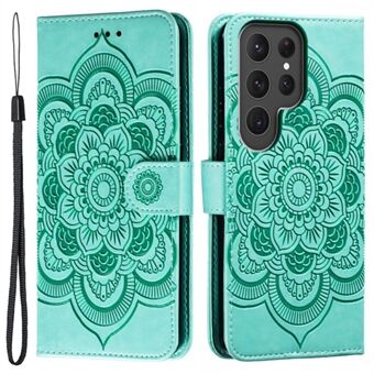 Puhelimen kuorikotelo Samsung Galaxy S23 Ultralle, painatus Mandala Flower Flip PU Stand suojakuori