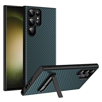 GKK Samsung Galaxy S23 Ultra Kickstand -puhelinkotelolle Carbon Fiber Hard PC + TPU ohut takakansi