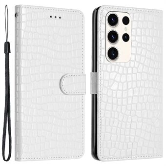 Samsung Galaxy S23 Ultra Crocodile Texture -kokoiselle taitettavalle Stand , nahkasuojalle puhelimen lompakkokotelo, jossa käsihihna