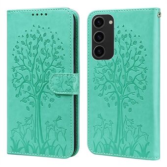 PU-nahkakuori Samsung Galaxy S23 -puhelimelle, Deer Tree Pattern Stand Lompakon puhelimen kansi