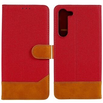 Samsung Galaxy S23+ Calf Texture PU Nahka Splicing Farkut Kangas Puhelimen Stand Lompakko Folio Flip Case