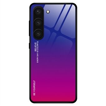 Gradient Color Design Iskunkestävä kotelo Samsung Galaxy S23+:lle karkaistu lasi puhelinkotelo Kova PC Pehmeä TPU-pudotuksenestokuori