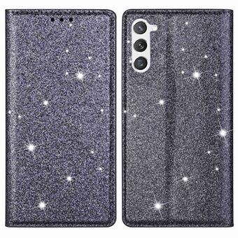 Samsung Galaxy S23+ Glitter Sequins Taitettava Stand PU-nahkainen korttipidike putoamisen estävä suojus