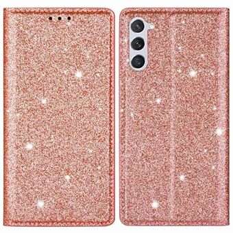 Samsung Galaxy S23+ Glitter Sequins Taitettava Stand PU-nahkainen korttipidike putoamisen estävä suojus