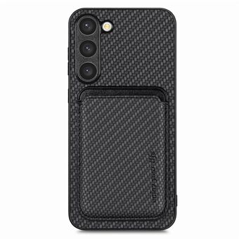 Samsung Galaxy S23+ Carbon Fiber Texture Magneettinen irrotettava 2-in-1-puhelinkotelo, PU-nahka + TPU + PVC-pudotuksenestokuori ja korttipidike