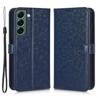 Samsung Galaxy S23+ matkapuhelimen kannen pistekuviolle painettu PU-nahkainen Scratch Stand hihnalla