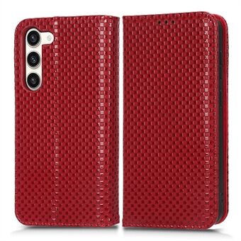 Samsung Galaxy S23+:lle magneettinen automaattisesti imeytyvä Stand Grid Texture PU-nahkainen puhelimen lompakon suojus