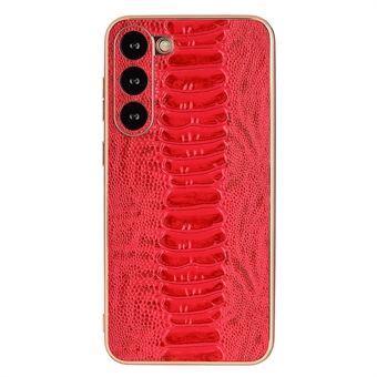 Samsung Galaxy S23+ Crocodile Texture Case -kotelolle aito lehmännahalla päällystetty PC+TPU galvanointikuori