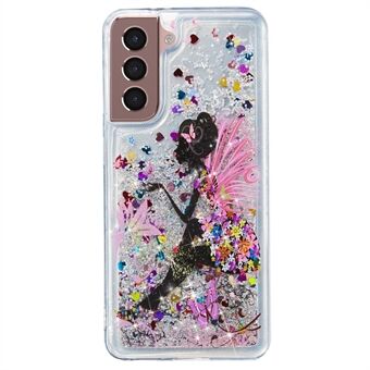 Samsung Galaxy S23+ Glitter Liquid Quicksand TPU -puhelimen kannen kohokuvioinen puhelinkotelo