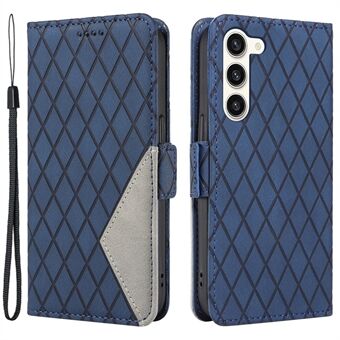 Samsung Galaxy S23+ PU-nahkakotelolle Lompakon Stand painettu Rhombus kansi