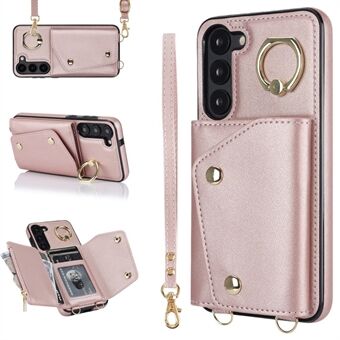 Crossbody-puhelinkotelo Samsung Galaxy S23+:lle Kickstand vetoketjullinen lompakko PU-nahkapäällysteinen TPU-suojus