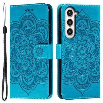 Samsung Galaxy S23+:lle painatus Mandala Flower Phone Cover Flip PU Nahkainen Stand Suojakotelo