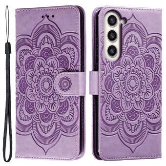 Samsung Galaxy S23+:lle painatus Mandala Flower Phone Cover Flip PU Nahkainen Stand Suojakotelo