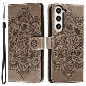 Samsung Galaxy S23+:lle painatus Mandala Flower Phone Cover Flip PU Nahkainen Stand Suojakotelo