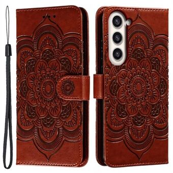 Samsung Galaxy S23+:lle painatus Mandala Flower Phone Cover Flip PU Nahkainen Stand Suojakotelo