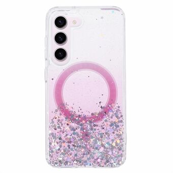 JTW-sarjan TPU+akryylipintainen ohut kotelo Samsung Galaxy S23+ -mallille, kimalteleva glitter-epoksipinta, iskuja vaimentava puhelimen suojakuori, MagSafe-yhteensopiva.