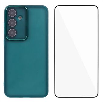 WANLONFENG DKSM Series Samsung Galaxy A54 5G TPU Suojakotelo Sähkösinkitty Kehys Puhelimen Kuori Karkaistulla Lasilla