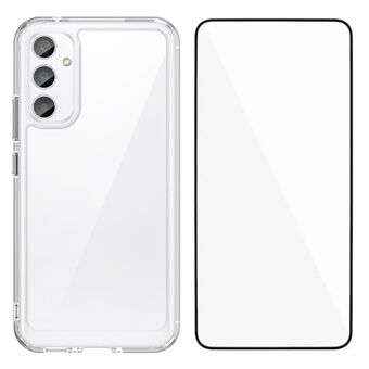 WANLONFENG MF Series Samsung Galaxy A54 5G -suojakotelo TPU+Akrilinen Läpinäkyvä Puhelimen Kuori Karkaistulla Lasikalvolla