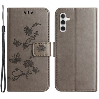 Samsung Galaxy A54 5G Wallet PU-nahkainen puhelinkotelo Tukeva Stand painettu perhoskukkakuvioinen älypuhelimen kansi