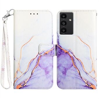 YB Pattern Printing Nahka Series-5 Samsung Galaxy A54 5G Marble Pattern PU Nahka Lompakkokotelo Magneettinen Stand puhelintelineen suojus suurella käsihihnalla