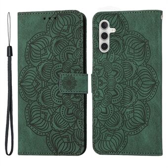 Samsung Galaxy A54 5G painettu Mandala Flower -pudotuksenkestävä puhelinsuojus Stand PU-nahkainen Scratch puhelinkotelo