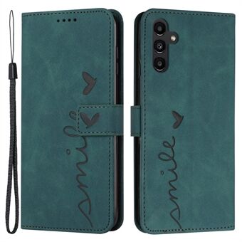 Samsung Galaxy A54 5G Magneettiselle Flip Folio PU-nahkaiselle lompakkopuhelimelle painettu sydämen muotoinen ihoa koskettava jalustan Stand hihnalla