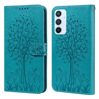 Samsung Galaxy A54 5G PU-nahkaiselle lompakkopuhelimelle, Deer Tree Pattern Stand