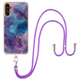 Samsung Galaxy A54 5G 2,0 mm puhelinkuorelle YB IMD Series-18 Style E TPU Galvanoitu marmorikuvioinen IMD-suojus kaulanauhalla