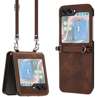 Samsung Galaxy Z Flip5 5G Crossbody Case PU Nahkainen Kolmiokuvioinen Ohut Puhelimen Suojakotelo