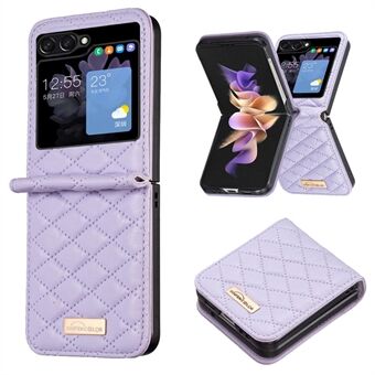 BINFEN COLOR Samsung Galaxy Z Flip5 5G PU-nahka+PC-kotelo, painettu Rhombus puhelimen kansi