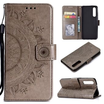 Huawei P30 Mobile Case Mandala Flower Wallet PU -nahkakotelolle