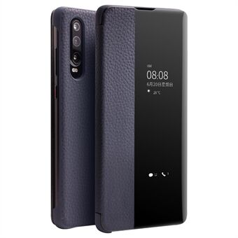 QIALINO Viewport Litchi Texture Cowhide Leather Smart -suojakuori Huawei P30: lle