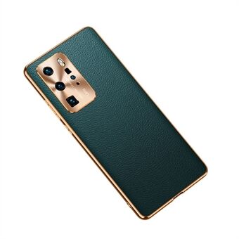 Galvanoitu linssinsuojus aitoa nahkaa oleva TPU-kotelo Huawei P40 Pro