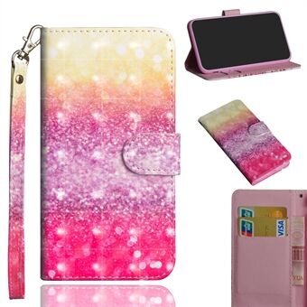 Light Spot Decor Pattern Printing Wallet Stand -nahkakotelo ja hihna Huawei P40 Lite / Nova 6 SE / Nova 7i -puhelimelle