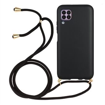 Ekologisesti ystävällinen luonnollisella vehnänolylla päällystetty pehmeä TPU-puhelinkotelo monitoimisen hihnan kanssa Huawei P40 Lite 4G/Nova 6 SE/Nova 7i -musta