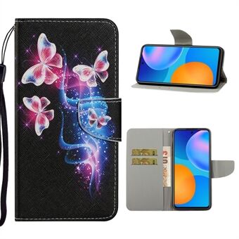 Tyylikäs kuviollinen PU-nahkakotelo Huawei P Smart 2021:lle / Y7a Wallet Stand Shell