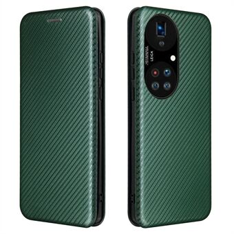 Huawei P50 Pro automaattisesti imeytyvä nahkasuoja, hiilikuiturakenne, irrotettava Ring