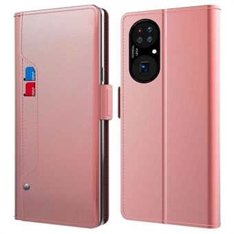 PU-nahkainen peilikuori Huawei P50 Pro 4G:lle, korttipidike Scratch Stand Folio Flip puhelimen kansi