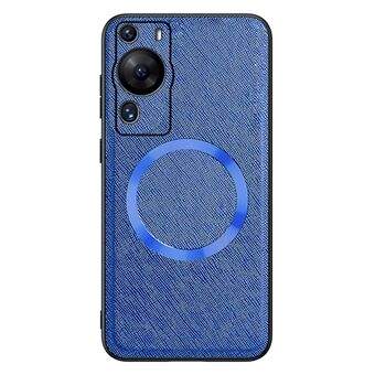 Magneettinen puhelinkuori Huawei P60 Pro , nahkapäällysteinen TPU Cross Texture -älypuhelimen suojus