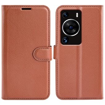 Huawei P60 Pro Litchi Texture -puhelimelle Nahkakotelo Stand Pudotusta estävä puhelimen kansi