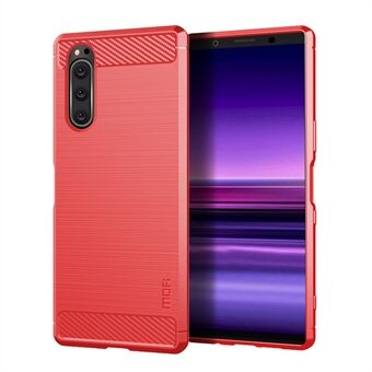 MOFI Carbon Fiber Texture Harjattu TPU-puhelimen kuori Sony Xperia 5:lle