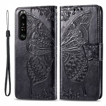 Lompakko Design Big Butterfly painatus Stand puhelinkuori Sony Xperia 1 III 5G