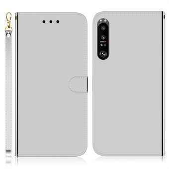 PU-nahkainen peilin kaltainen Surface Stand Lompakon puhelimen suojakuori hihnalla Sony Xperia 1 III 5G:lle