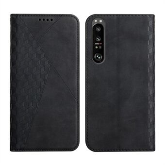 Sony Xperia 1 III 5G Rhombus Pattern Painettu Folio Flip Lompakkokotelo Koko vartaloa suojaava Stand Magneettisesti imeytyvä puhelimen kansi